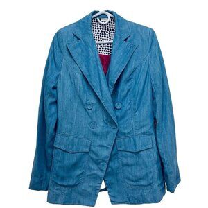 Eva Mendez Blazer Size S Women’s Blue Care On Reverse Pocket Long Sleeve